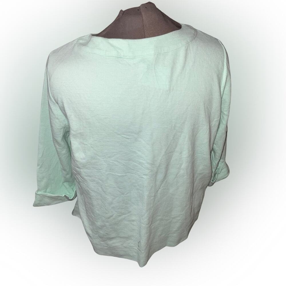 NWOT J Jill Mint Green Textured V-Neck Top 3/4 Sleeve Plus Size 3X Cotton - Picture 7 of 8